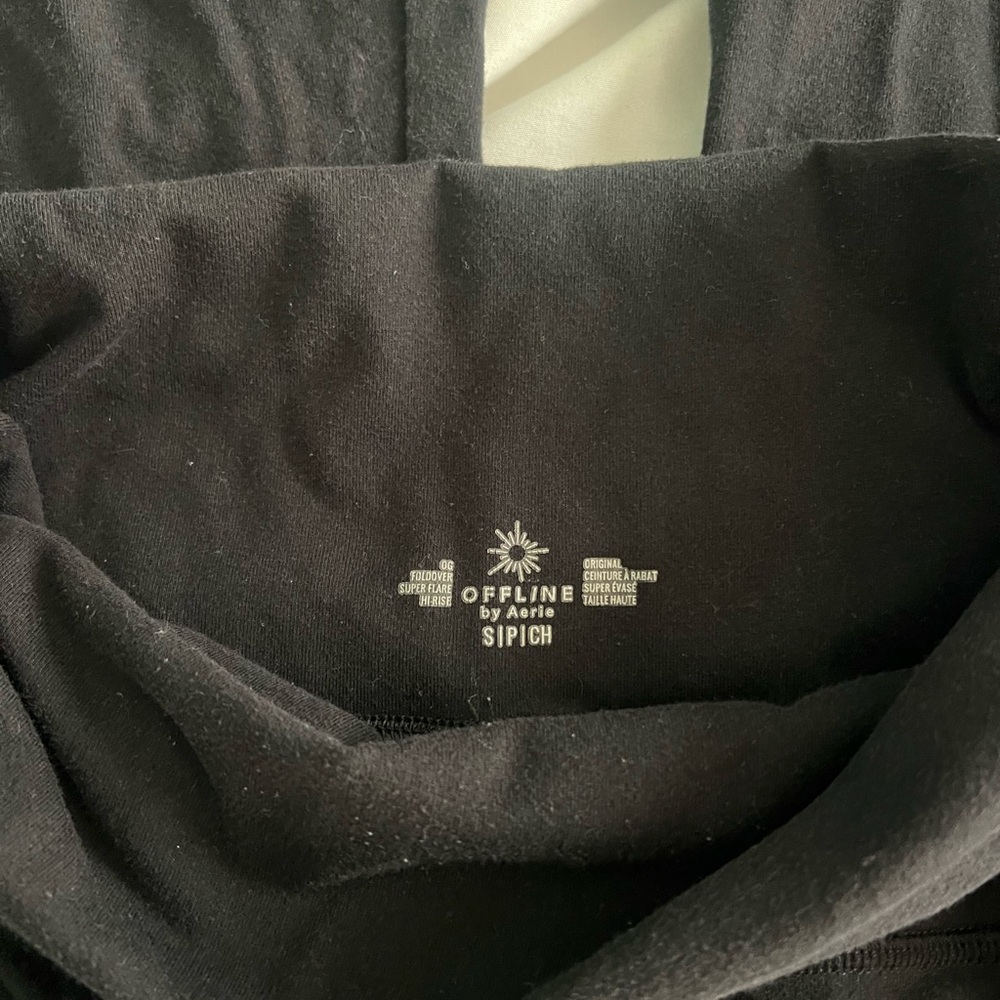 Aerie OFFLINE Black Foldover Flare Leggings